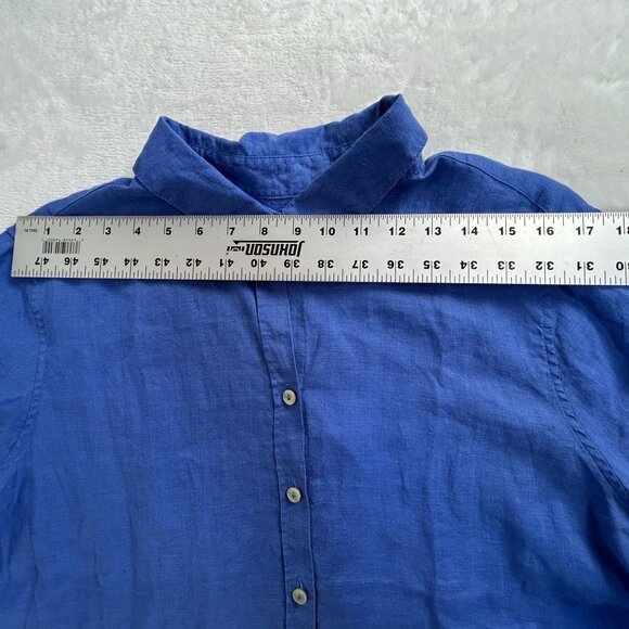 Chico's Womens Blue Long Sleeve Button-Up Collared Linen Shirt Top Size 3/US 16 - Picture 4 of 6